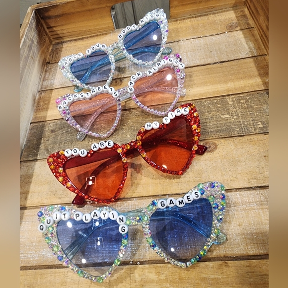 Handmade Accessories - Backstreet Boys Bling Sunglasses Crystal Lyric Sphere Tour Custom Heart Set Of 4